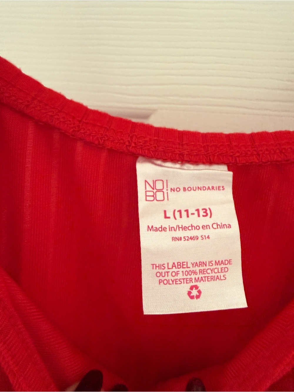 NWT No Boundaries Red Ribbed Ruffle Strap Button Tank Top - Picture 4 of 6